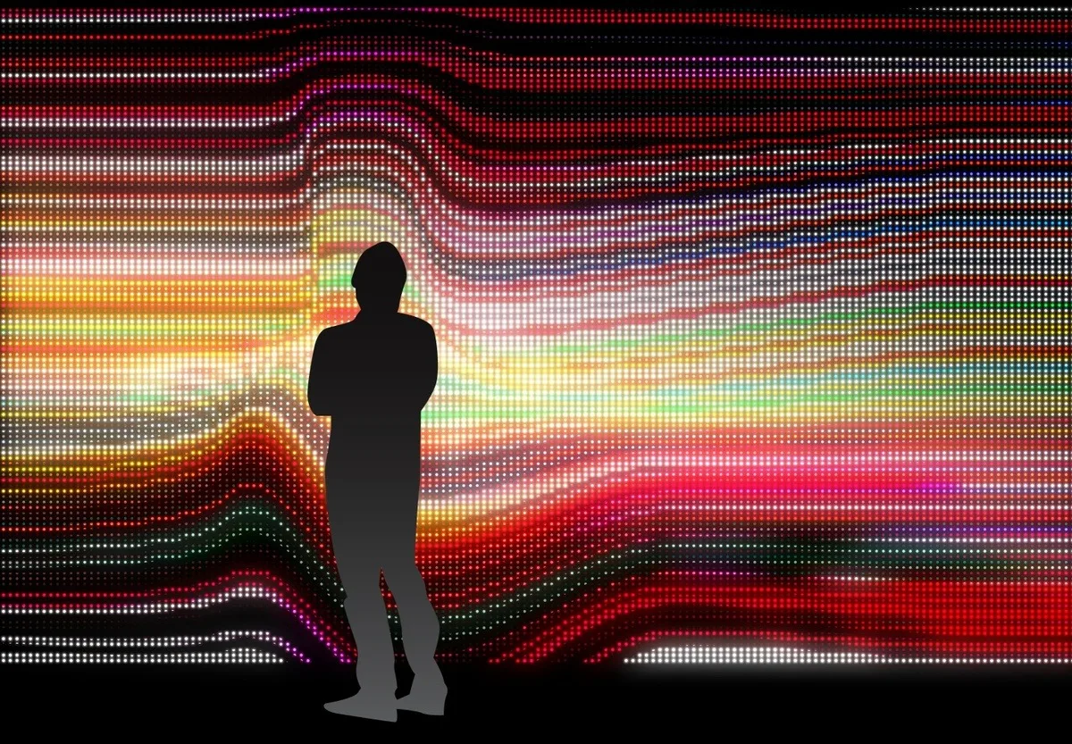 Early exploration of methods for displaying an accumulation
of data alongside human presence.